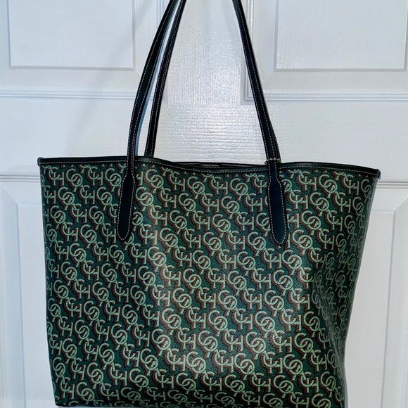 COACH City Tote With Coach Monogram Print Green/Gold CF342 New With Tags - Picture 1 of 7